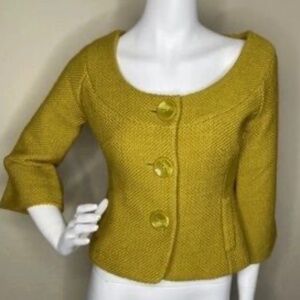Arden B Mustard Yellow Textured Short Blazer Jacket - Size Small